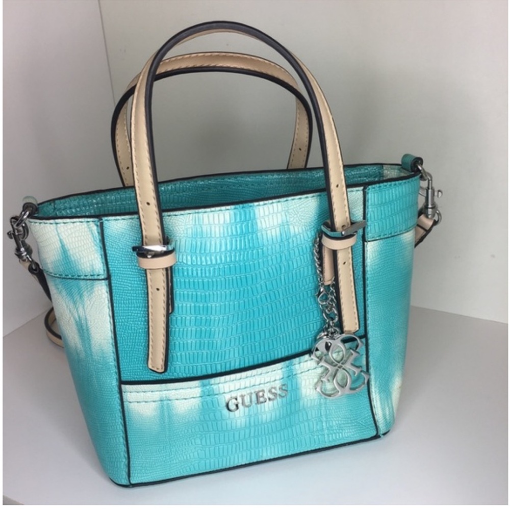 Guess turquoise faux snake print mini bag